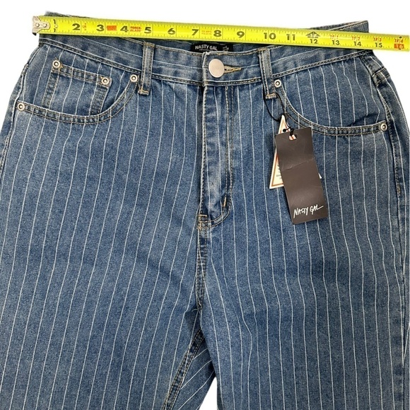 Nasty Gal High Waisted Denim Striped Mom Jeans Size 6 - Picture 10 of 16